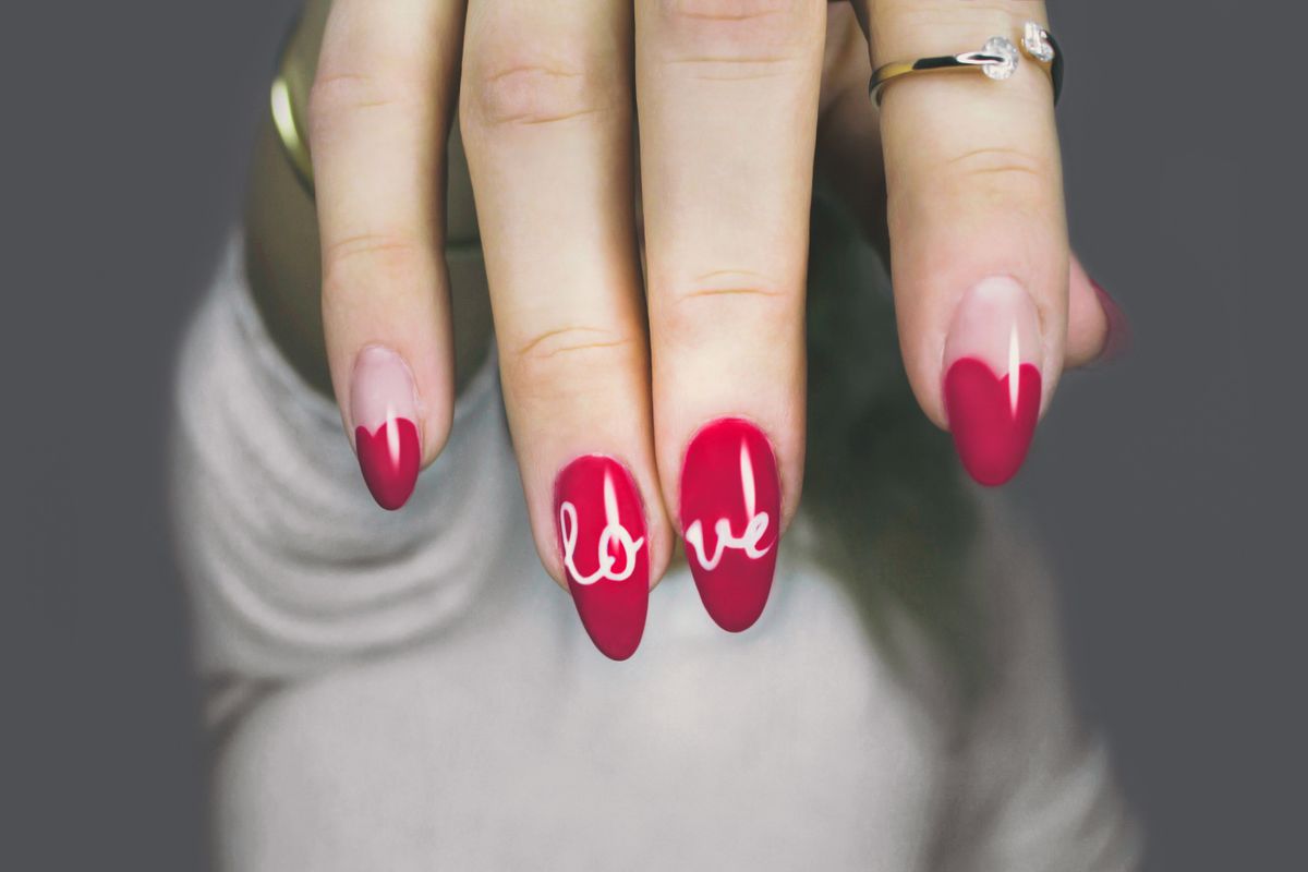 Red nail art detail at My Nails, Russian Hill